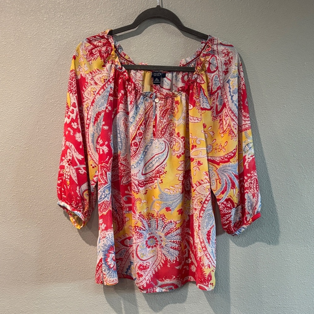 Chaps Red and Yellow Paisley Blouse